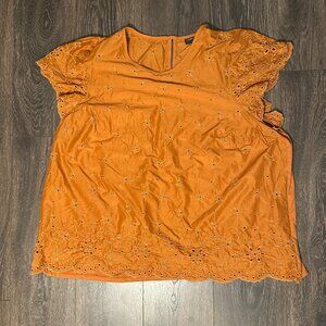 Lane Bryant  - flutter/cap sleeved eyelet top